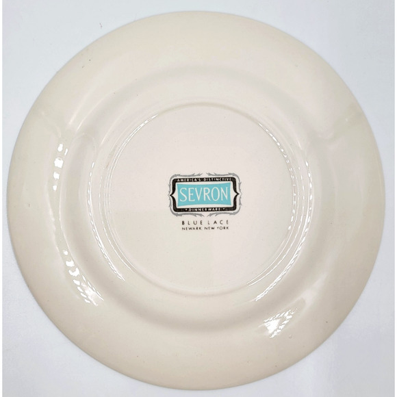 Sevron Dinnerware Blue Lace 8 1/4” Salad Plate Silver Trim 1950's Set of 2 - Picture 7 of 8